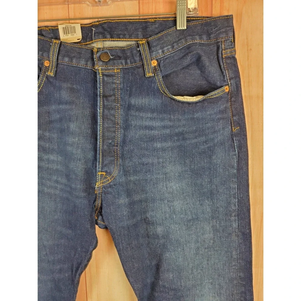 Levis 501 Mens Jeans 38x32 Blue Denim 5-Pocket Straight-Leg